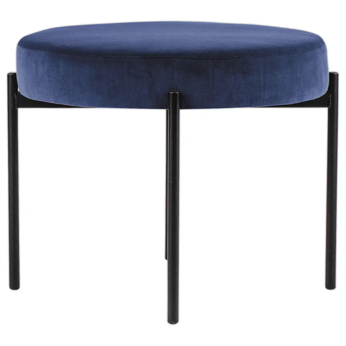 Pouf Rond GAIA D37 pieds noirs veloursbleu monté