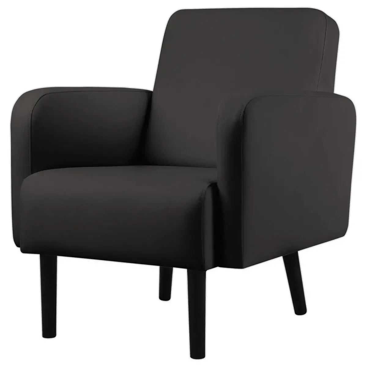 Fauteuil LISBOA 1 place Simili cuir noir mont&eacute; 