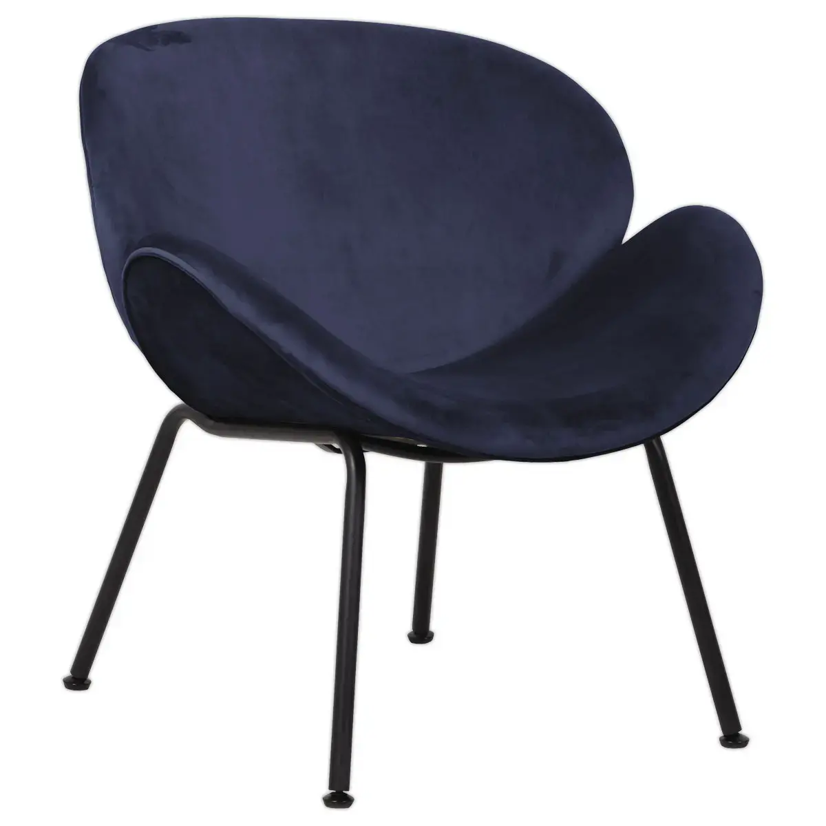 Fauteuil SMILE 4 pieds noir tissu bleu 
