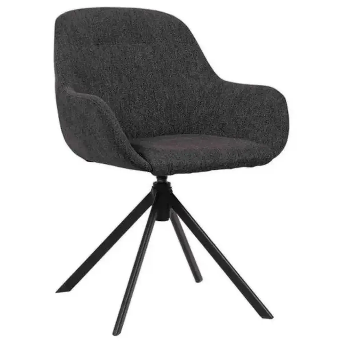 Fauteuil IRA pivotant 4 pieds noir tissu anthracite monté