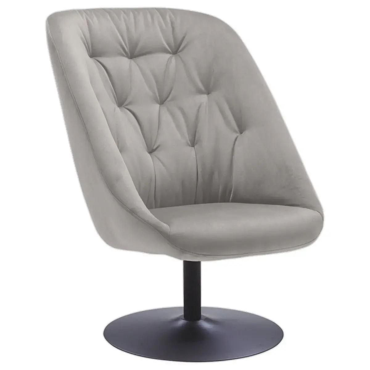 Fauteuil SCOOP pivotant 1 pied noir tissu gris