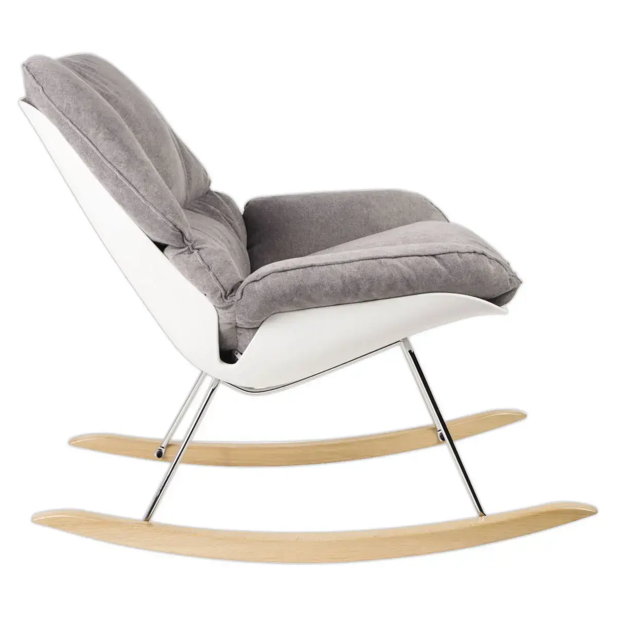 Fauteuil &agrave; bascule LAZY tissu gris 