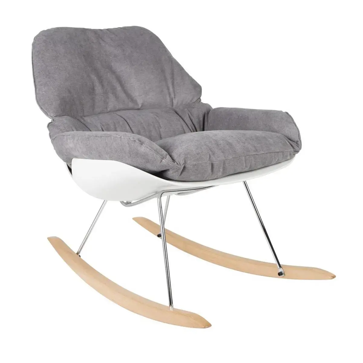 Fauteuil &agrave; bascule LAZY tissu gris mont&eacute; 