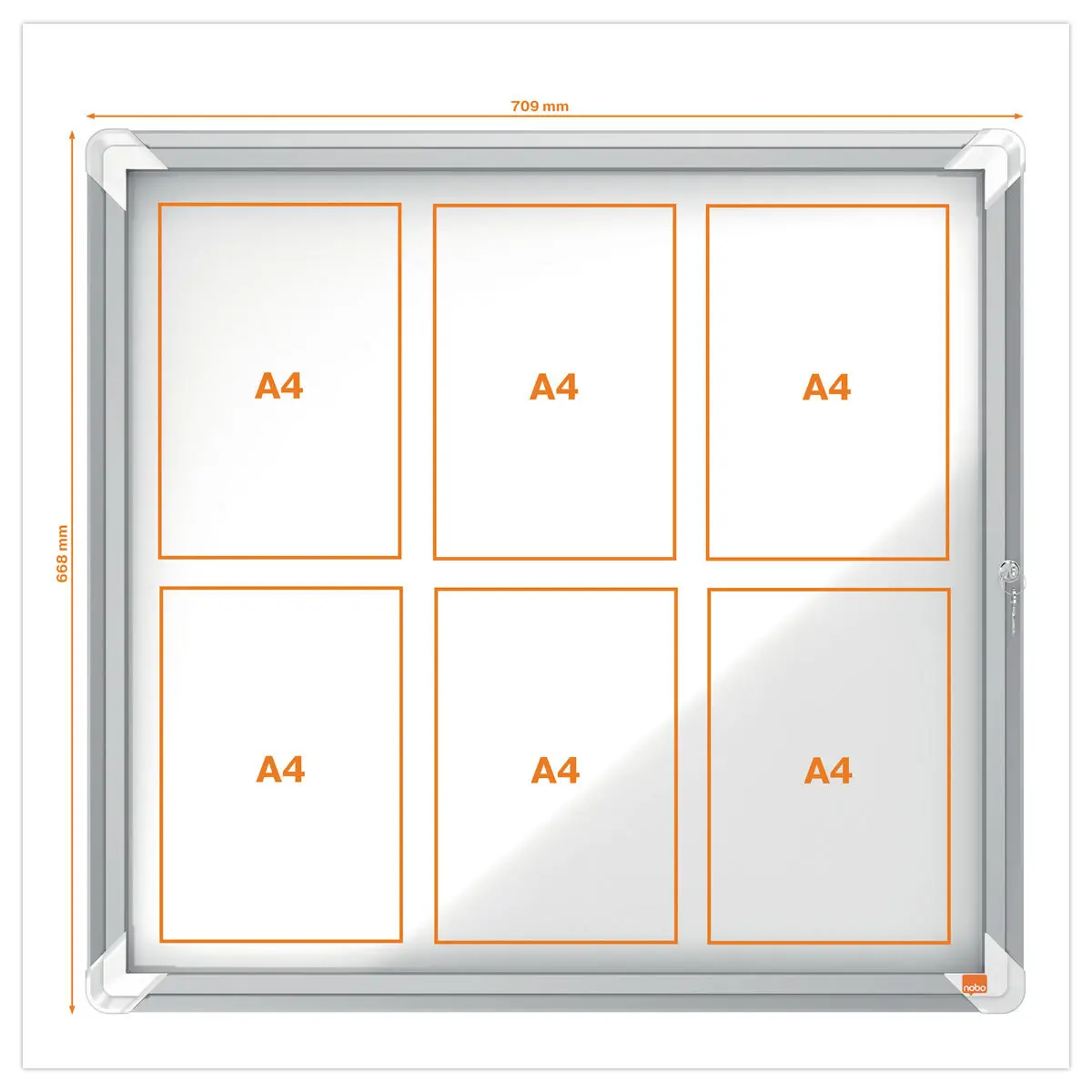 Vitrine d'intérieur magnétique Premium Plus - 6 x A4 - NOBO