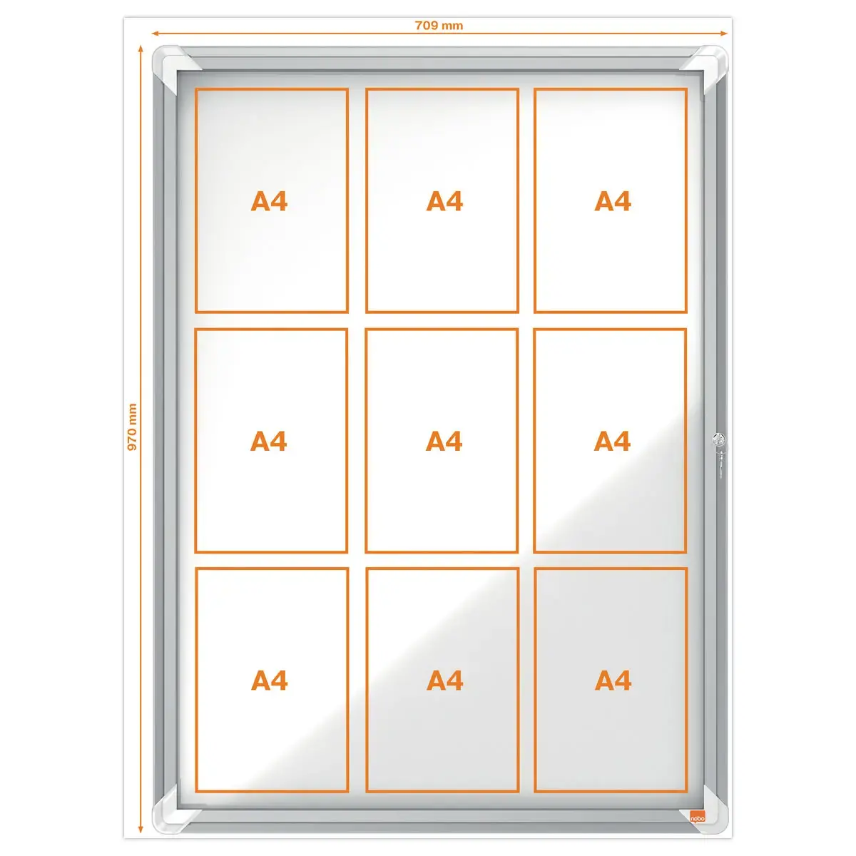Vitrine d'int&eacute;rieur magn&eacute;tique Premium Plus - 9 x A4 - NOBO 