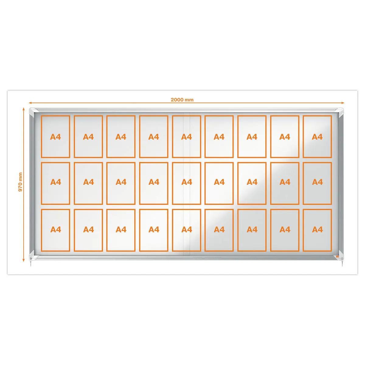 Vitrine d'int&eacute;rieur magn&eacute;tique Premium Plus - 27 x A4 - NOBO 