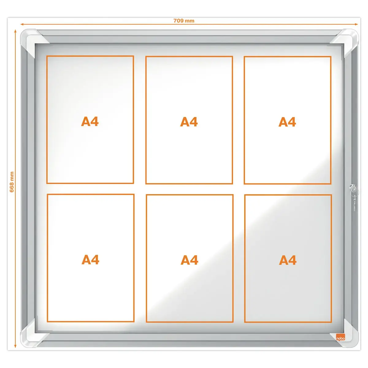 Vitrine d'extérieur magnétique Premium Plus - 6 x A4 - NOBO
