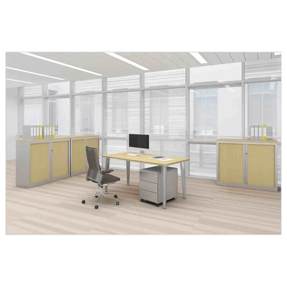 Bureau BORDEAUX 140 x 80 ch&ecirc;ne clair -pieds anthracite 