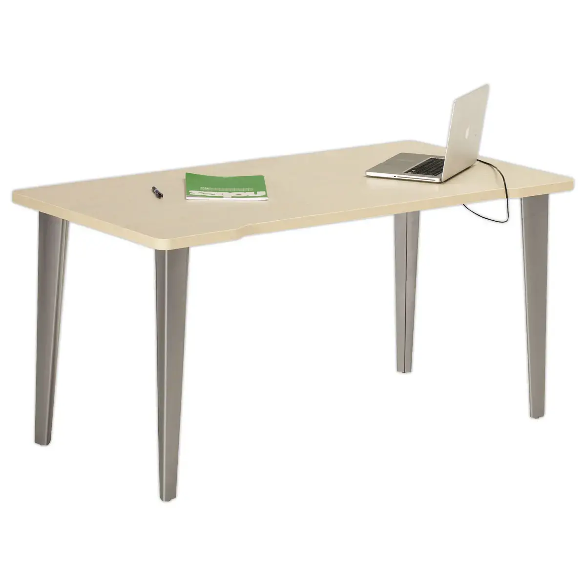 Bureau BORDEAUX 140 x 80 érable - pieds aluminium monté