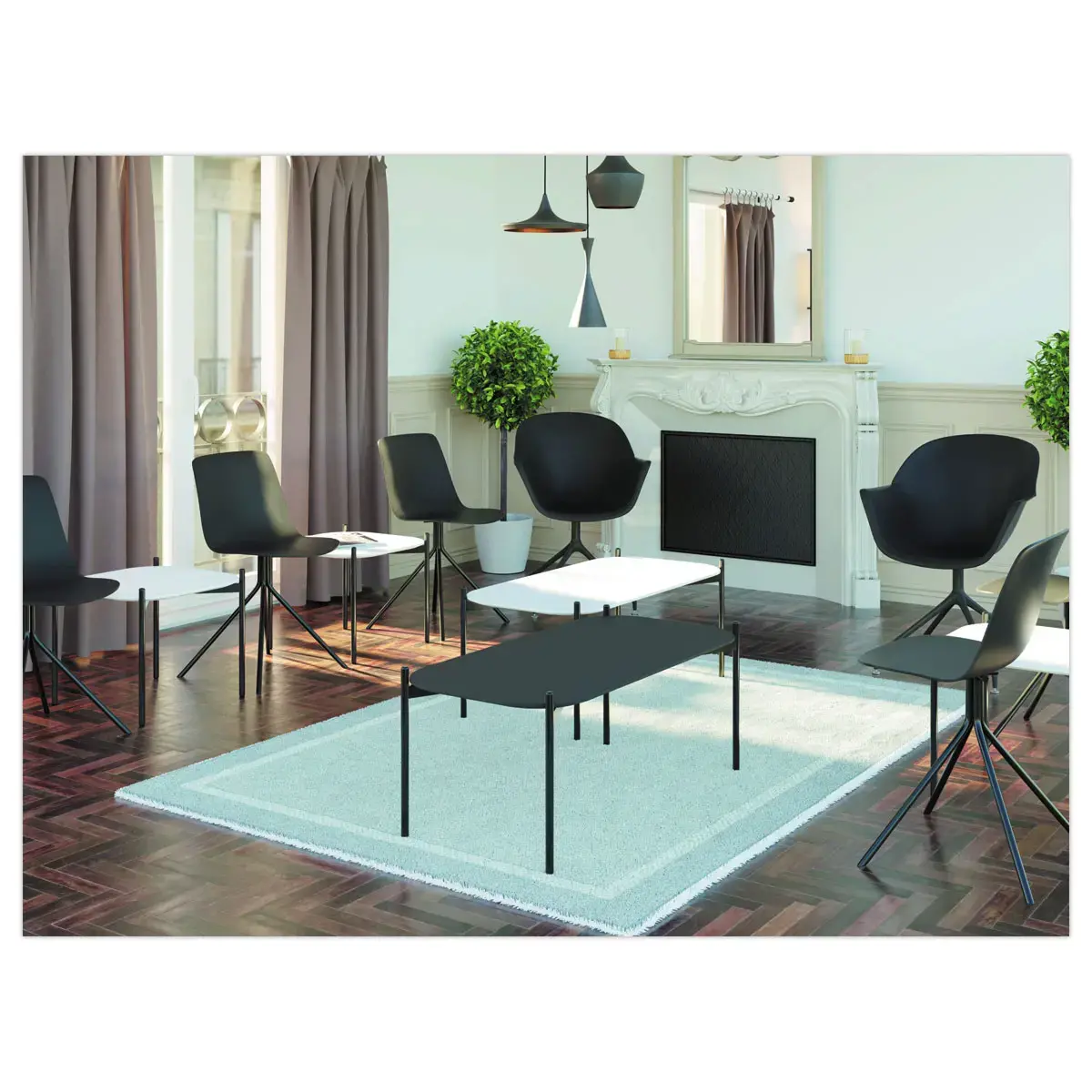 Table basse MEET 50 x 50 Noir pieds noirs