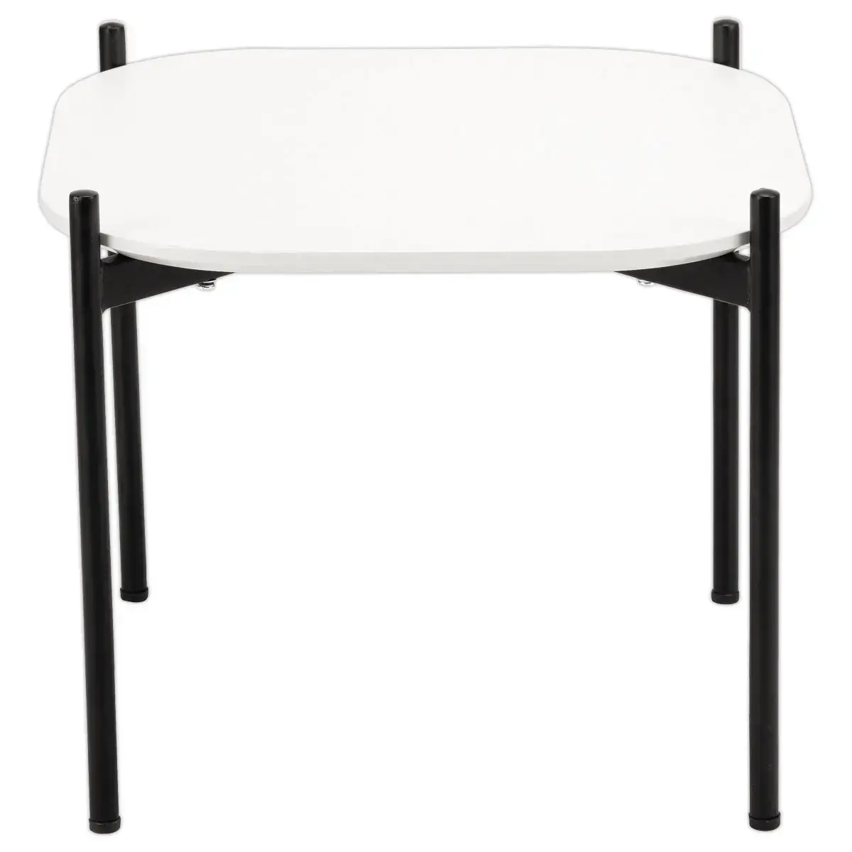 Table basse MEET 50 x 50 Blanc pieds noirs montée