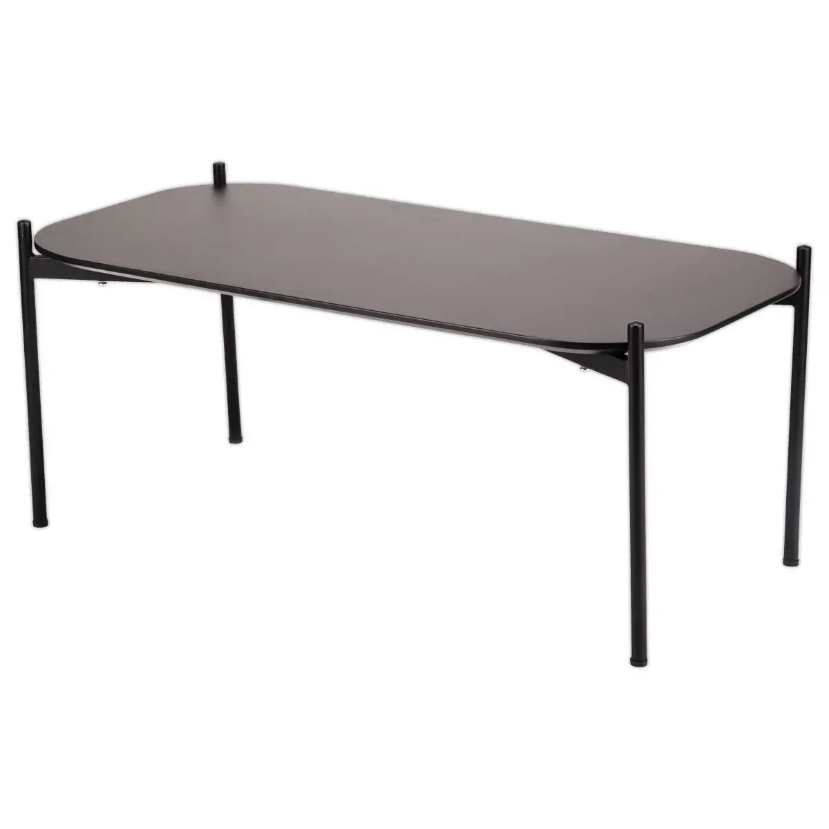 Table basse MEET 100 x 50 Noir pieds noirs mont&eacute;e 