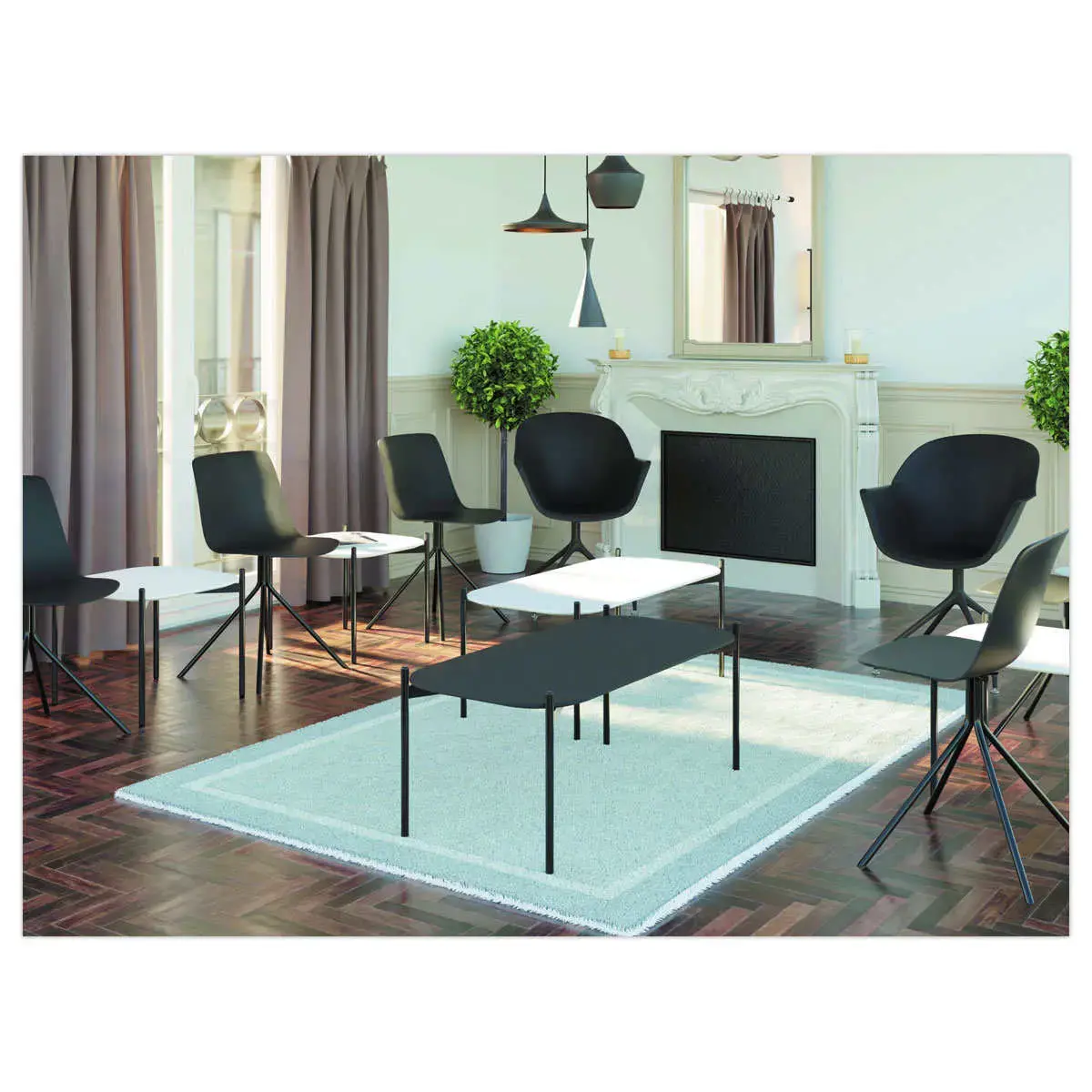 Table basse MEET 100 x 50 Noir pieds noirs mont&eacute;e 