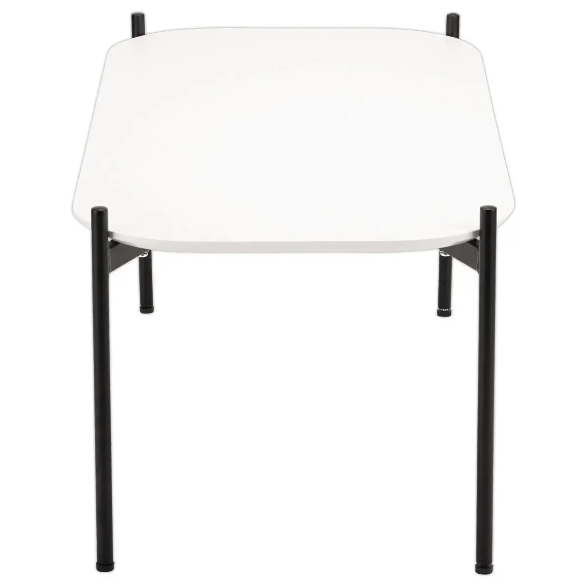 Table basse MEET 100 x 50 Blanc pieds noirs montée