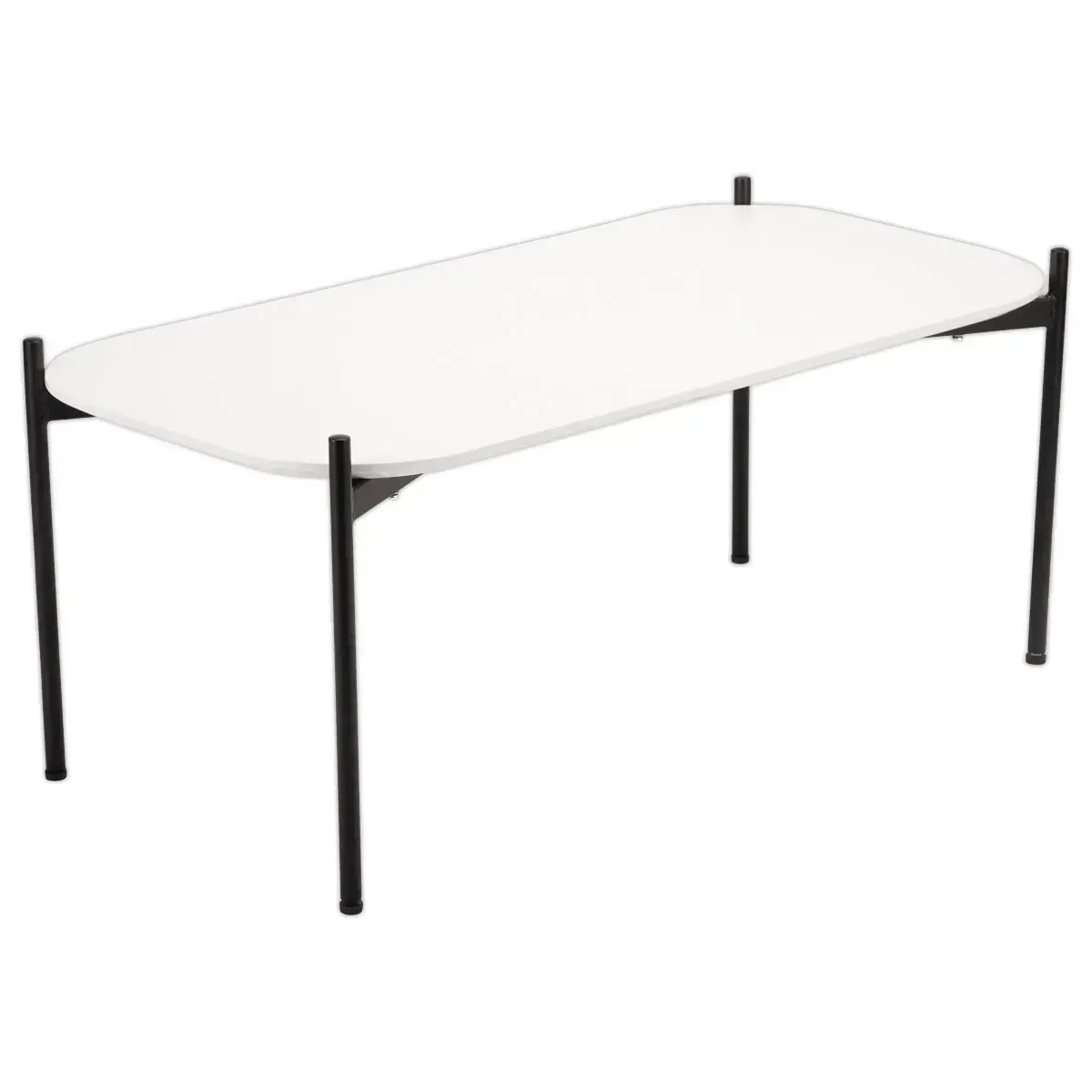 Table basse MEET 100 x 50 Blanc pieds noirs montée