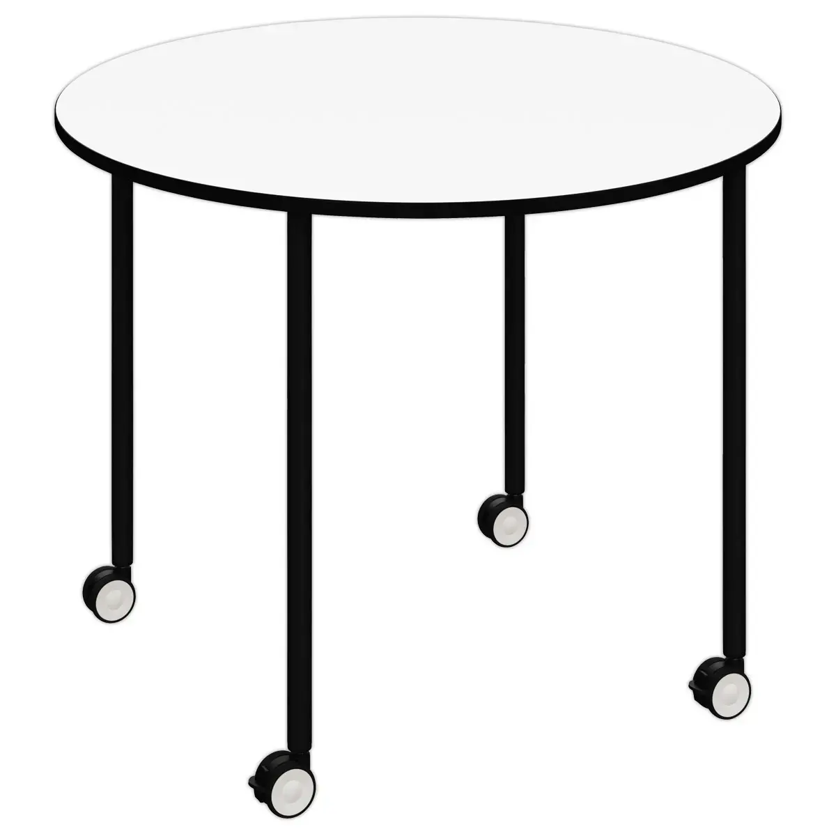 Table roulante FEX OFFICE Diam. 96 cm Blanc pieds noirs 