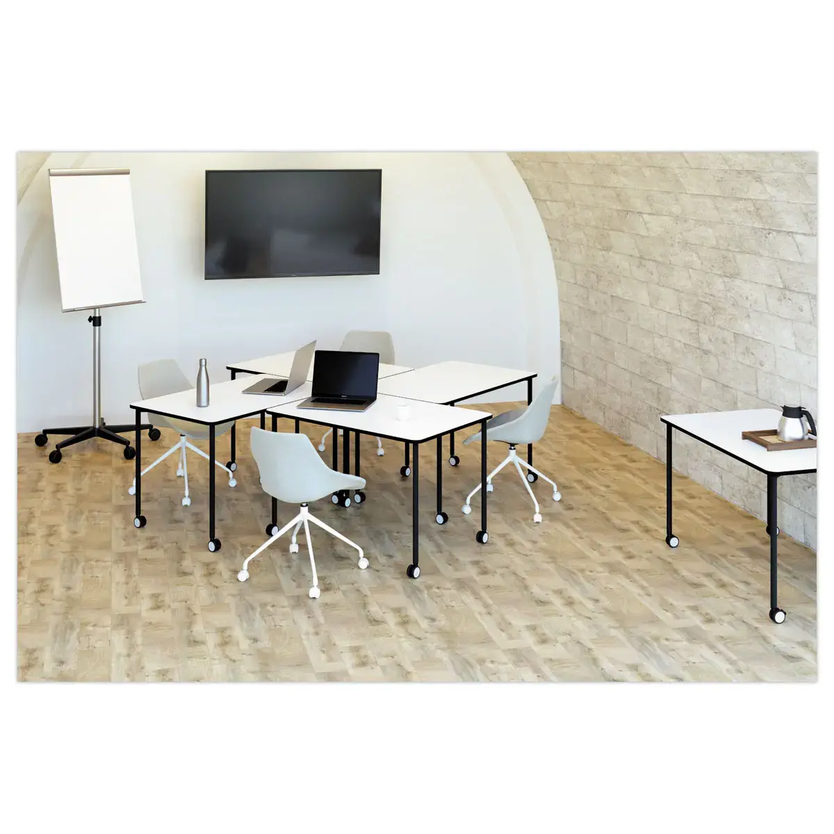 Table roulante FEX OFFICE 116 x 50 cm Blanc pieds noirs