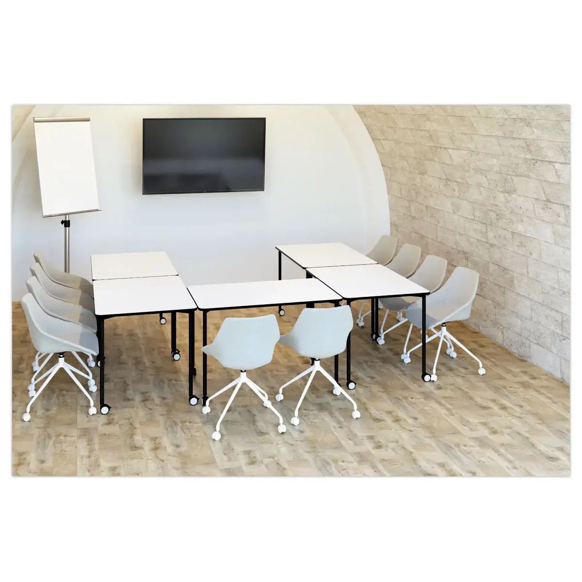 Table roulante FEX OFFICE 116 x 50 cm Blanc pieds noirs