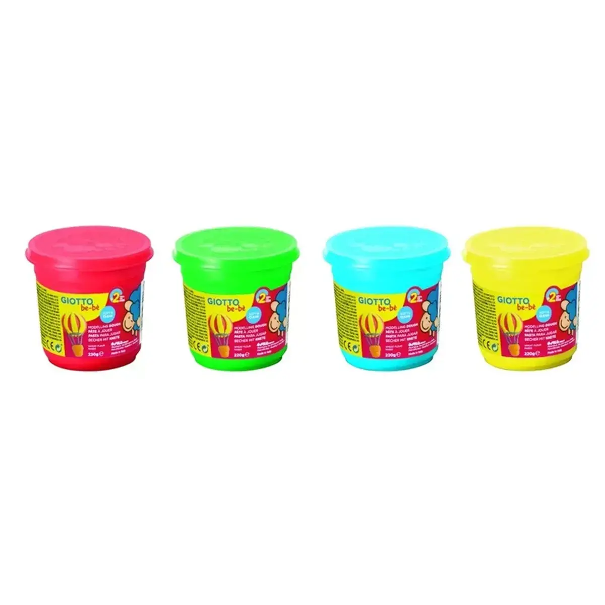 Pâte à modeler Giotto bé-bé - 2 x 6 couleurs assorties + 3 x jaune + 3 x rouge - lot de pots 18