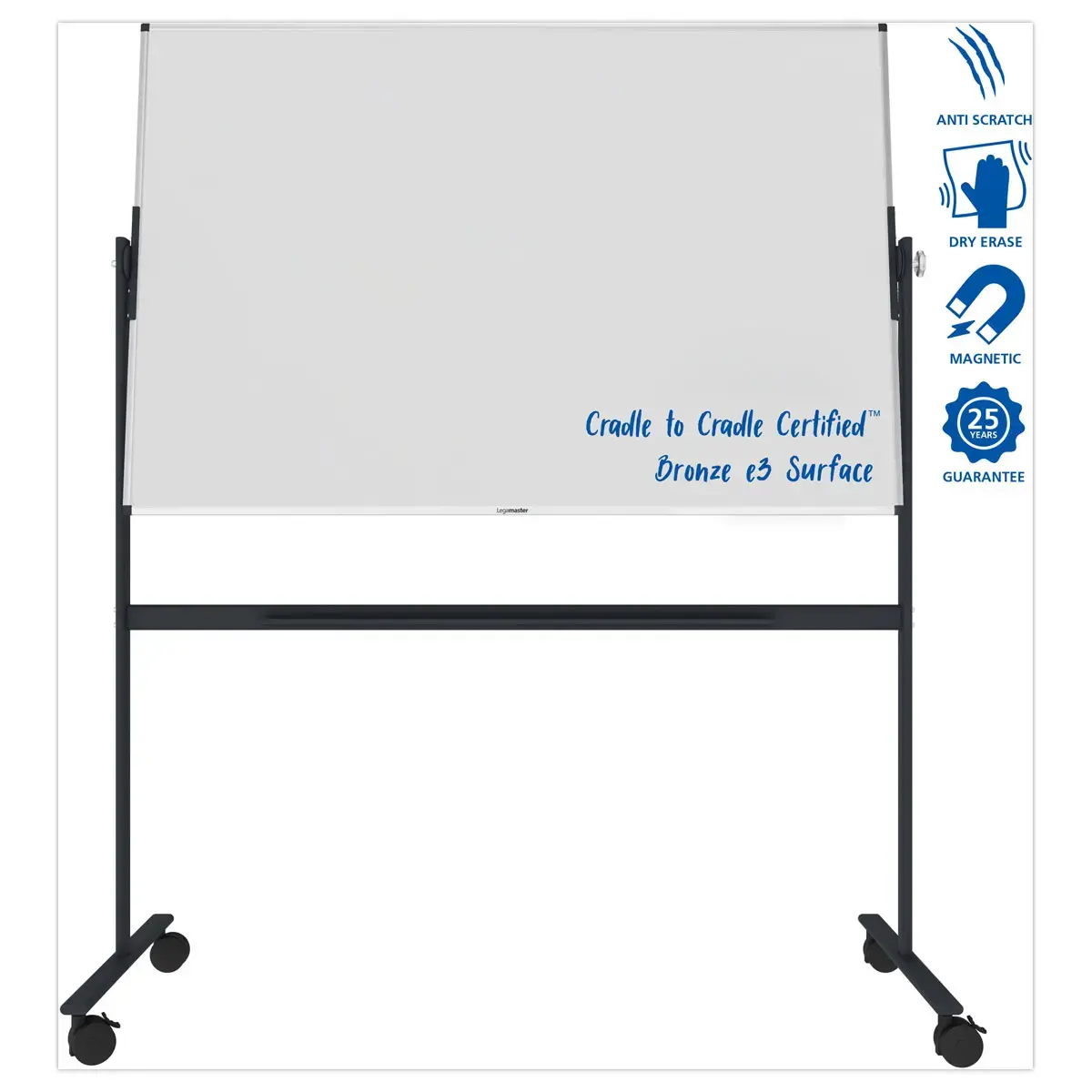 Tableau blanc rotatif UNITE PLUS - Surface émaillée - 100 x 150 cm - Legamaster