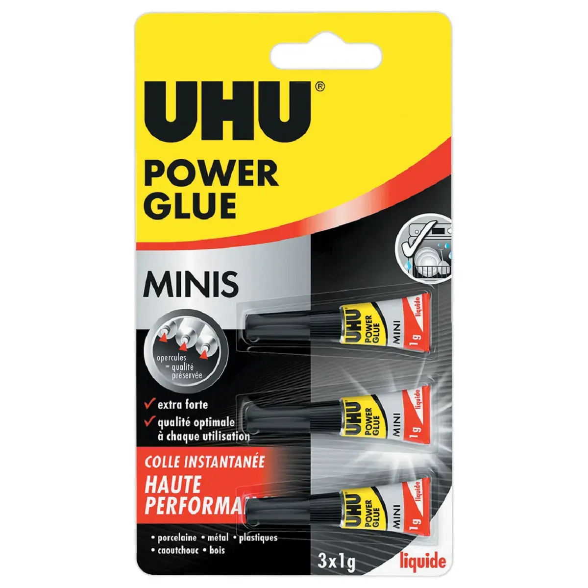 3 tubes de colle liquide super puissante UHU (3 x 1g)