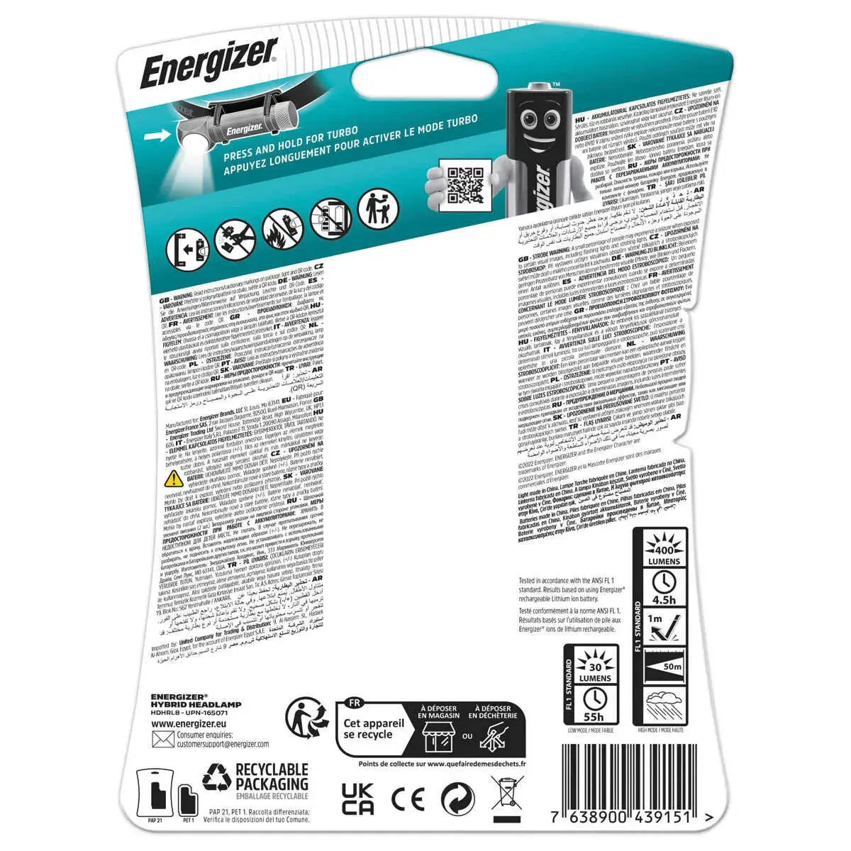 Lampe torche frontale hybride multi-usages - 1 000 Lumens - ENERGIZER