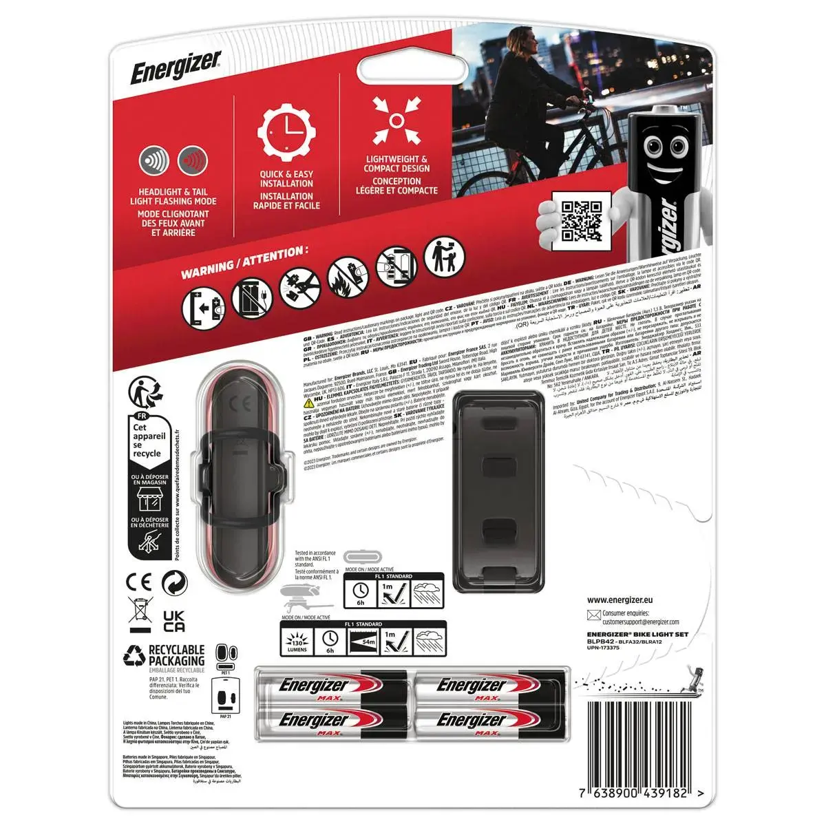 Kit lampes de v&eacute;lo - Arri&egrave;re + avant - ENERGIZER 