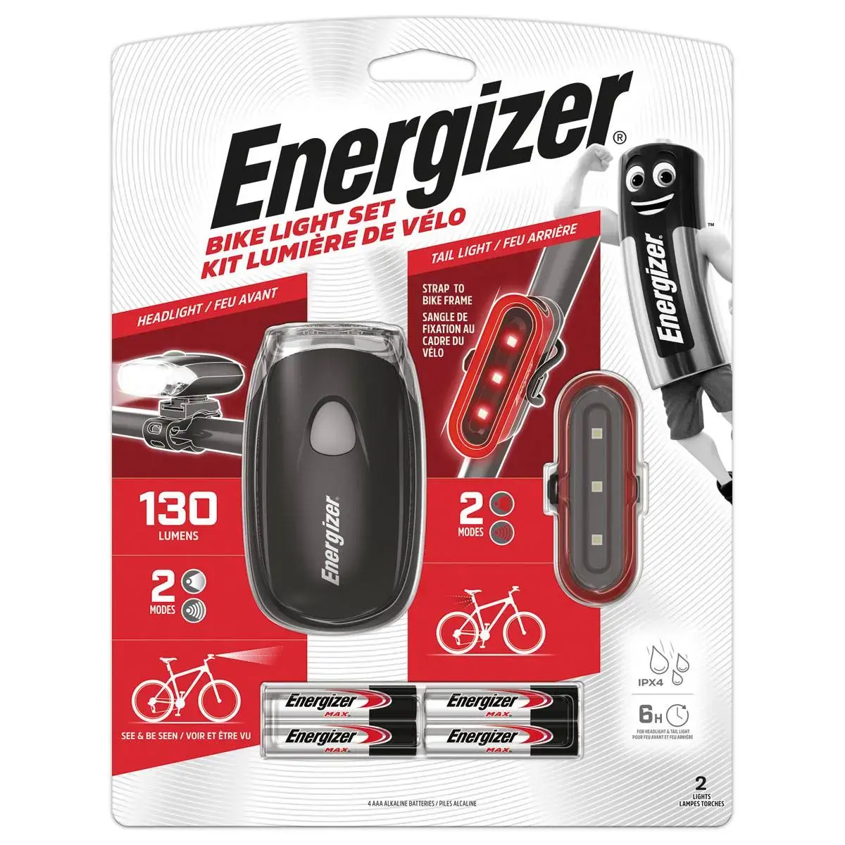 Kit lampes de v&eacute;lo - Arri&egrave;re + avant - ENERGIZER 