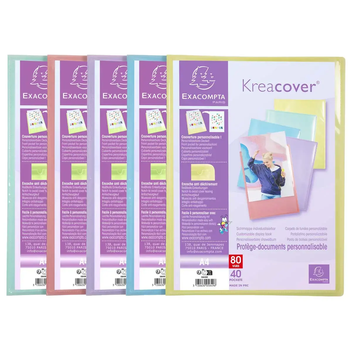 Protège-documents personnalisables Kreacover Pastel - 40 poches - EXACOMPTA