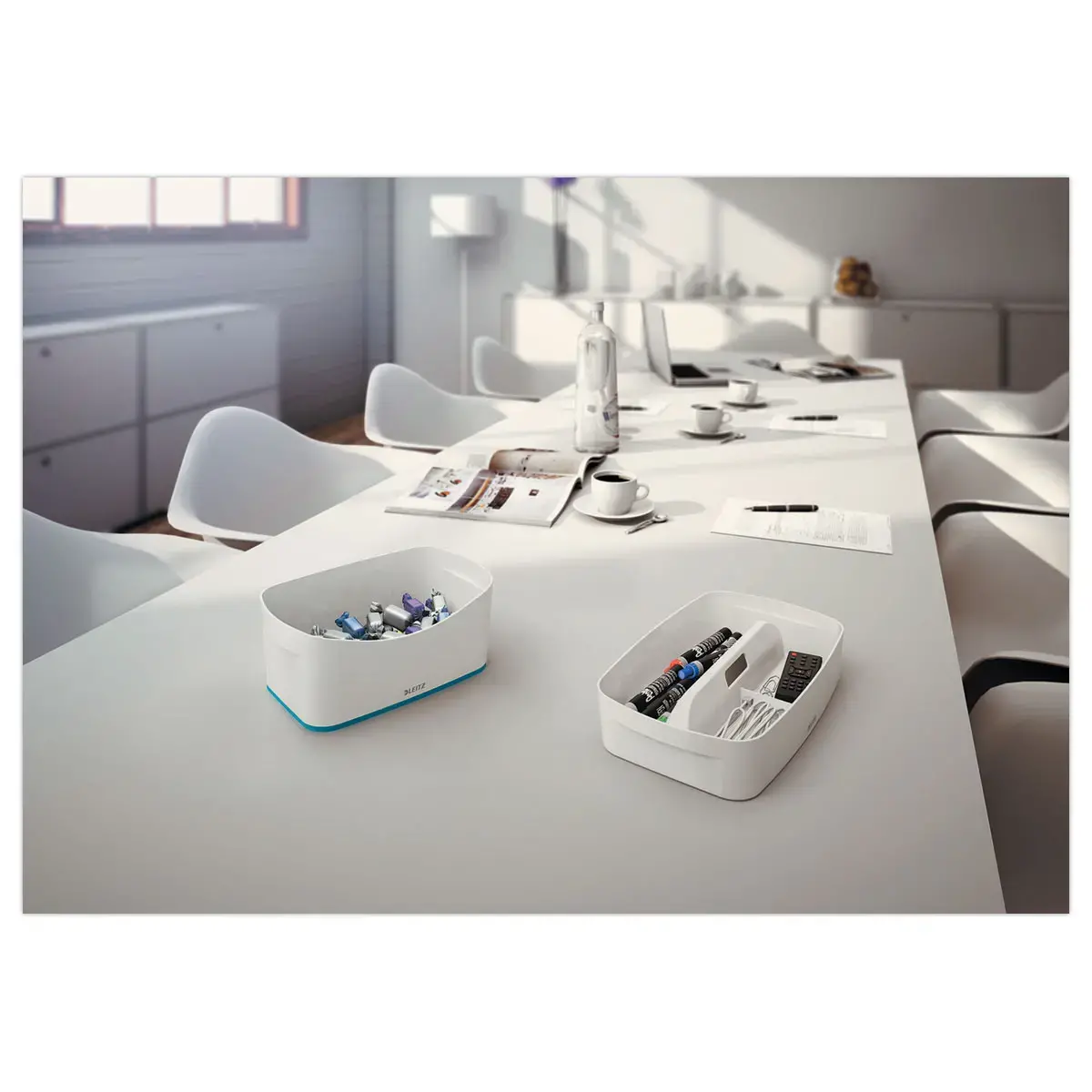 Boîte de rangement mybox petit blanc/bleu