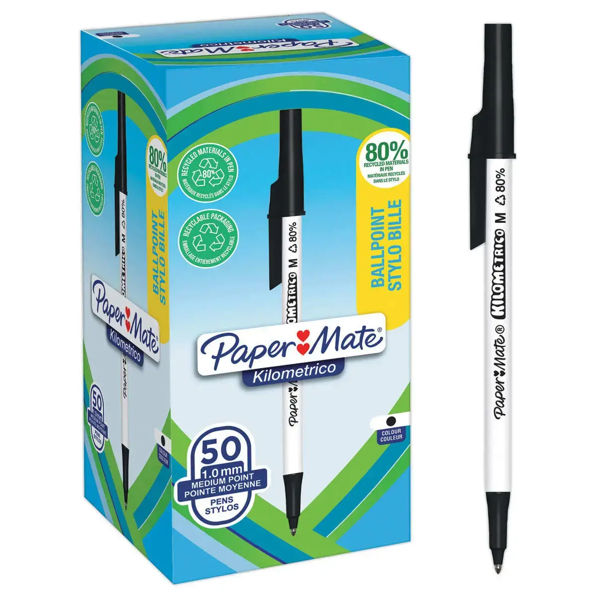 50 Stylo bille Kilometrico recyclé - Noir