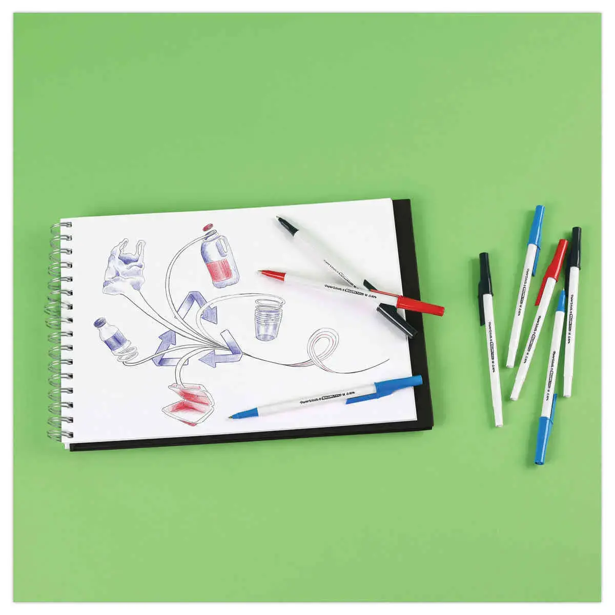 50 Stylos bille Kilometrico recyclé - Bleu - PAPERMATE