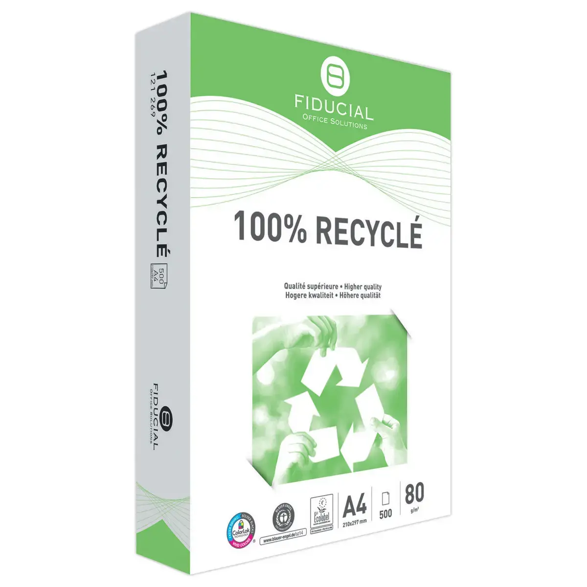 5 Ramettes A4 80g Fiducial 100% recycl&eacute; 