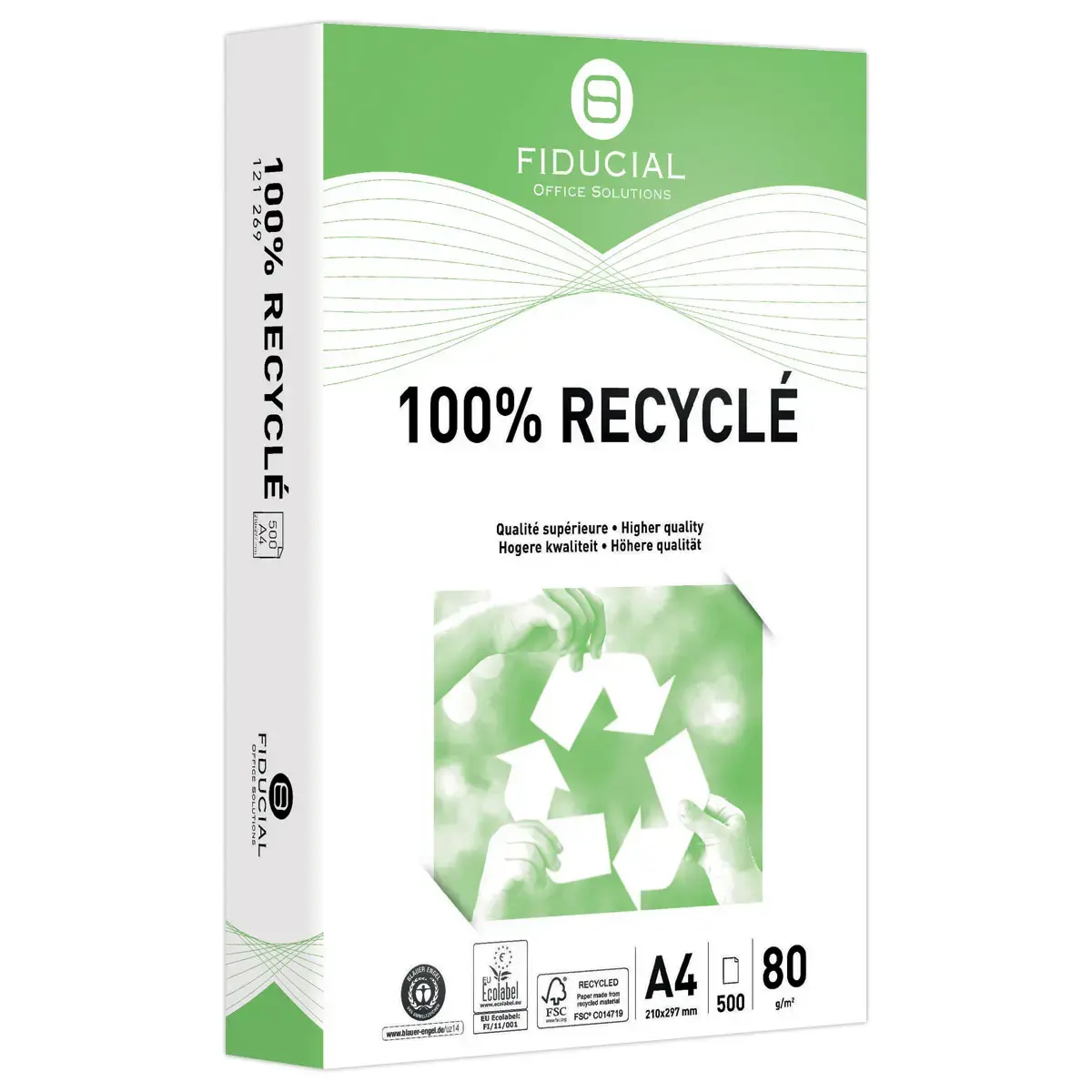 5 Ramettes A4 80g Fiducial 100% recycl&eacute; 