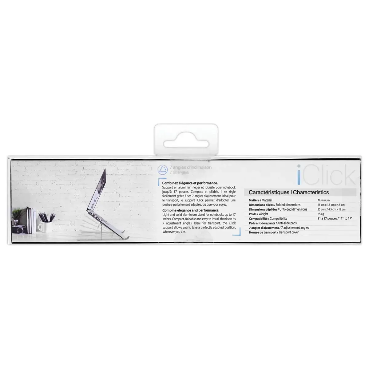 Support pour ordinateur portable compact iClick - &Eacute;crans jusqu'&agrave; 17" - Pliable - T'nB 