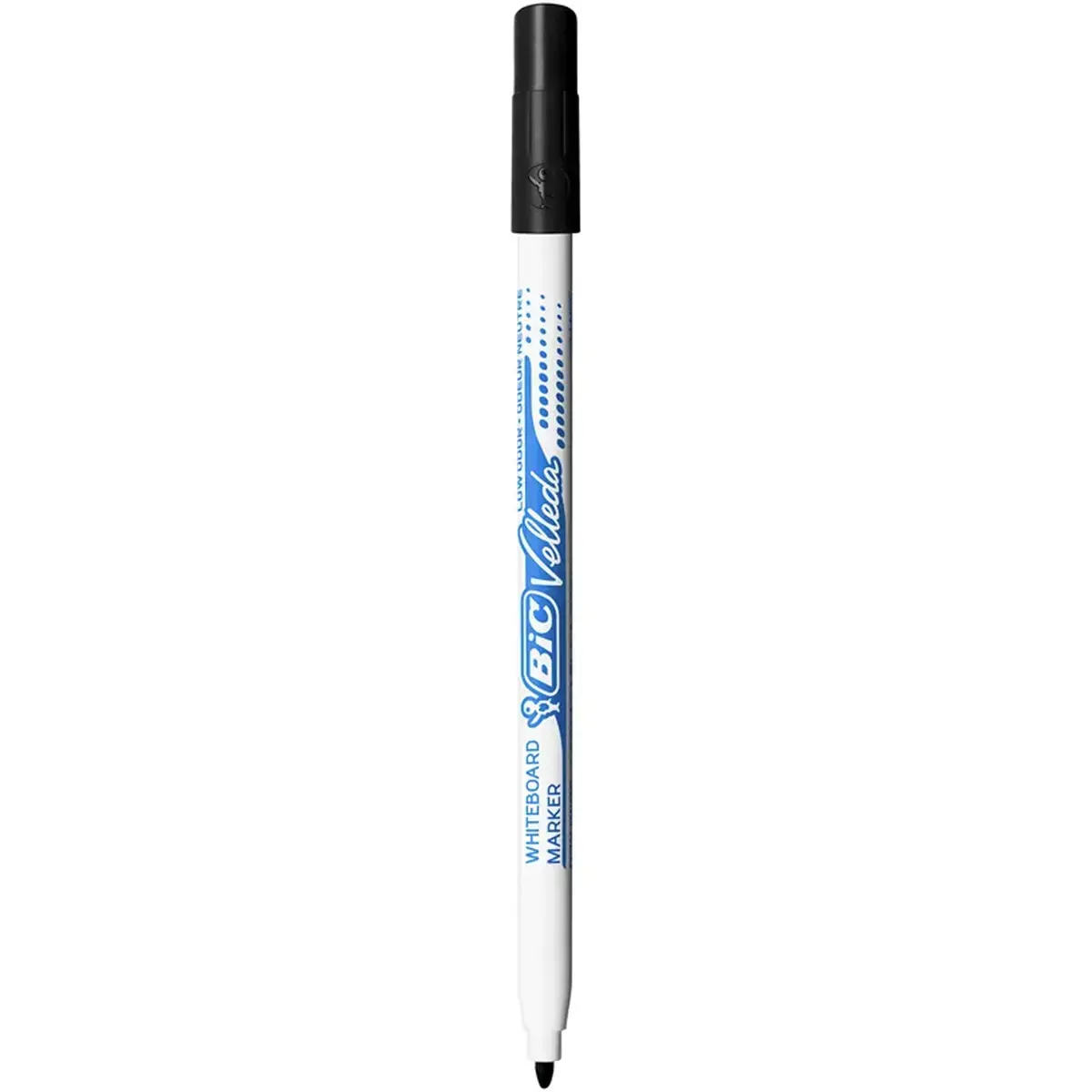 BIC Velleda 1721 Feutres pour Tableau Blanc Effaçables à Sec Pointe Conique Fine - Encre Noire, Boîte de 24