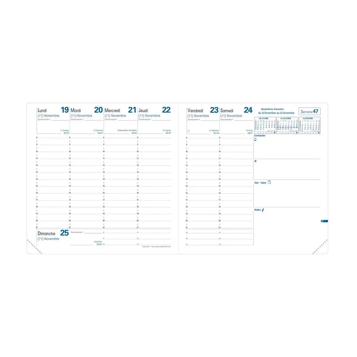Agenda semainier QuoVadis Bloom Ex&eacute;cutif- 16x16cm - Vert 