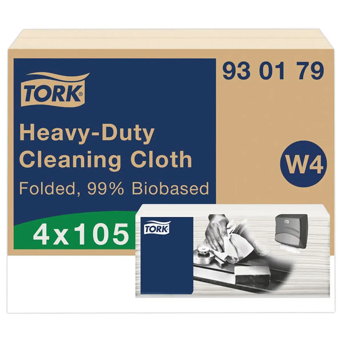 Chiffon de nettoyage W4 - Ultra r&eacute;sistant - Biosourc&eacute; - Blanc - TORK 