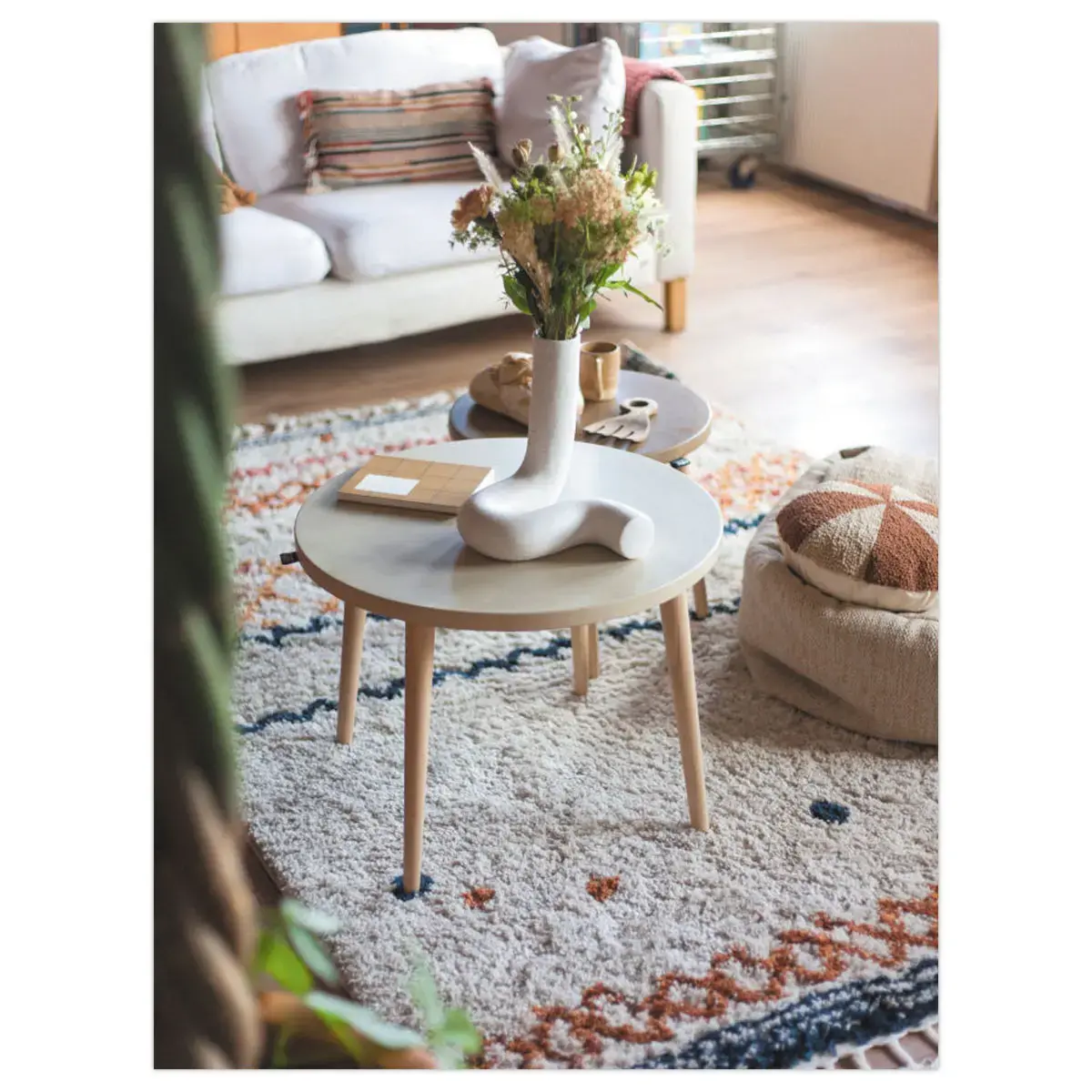 Table basse unie upcycl&eacute;e Beige 
