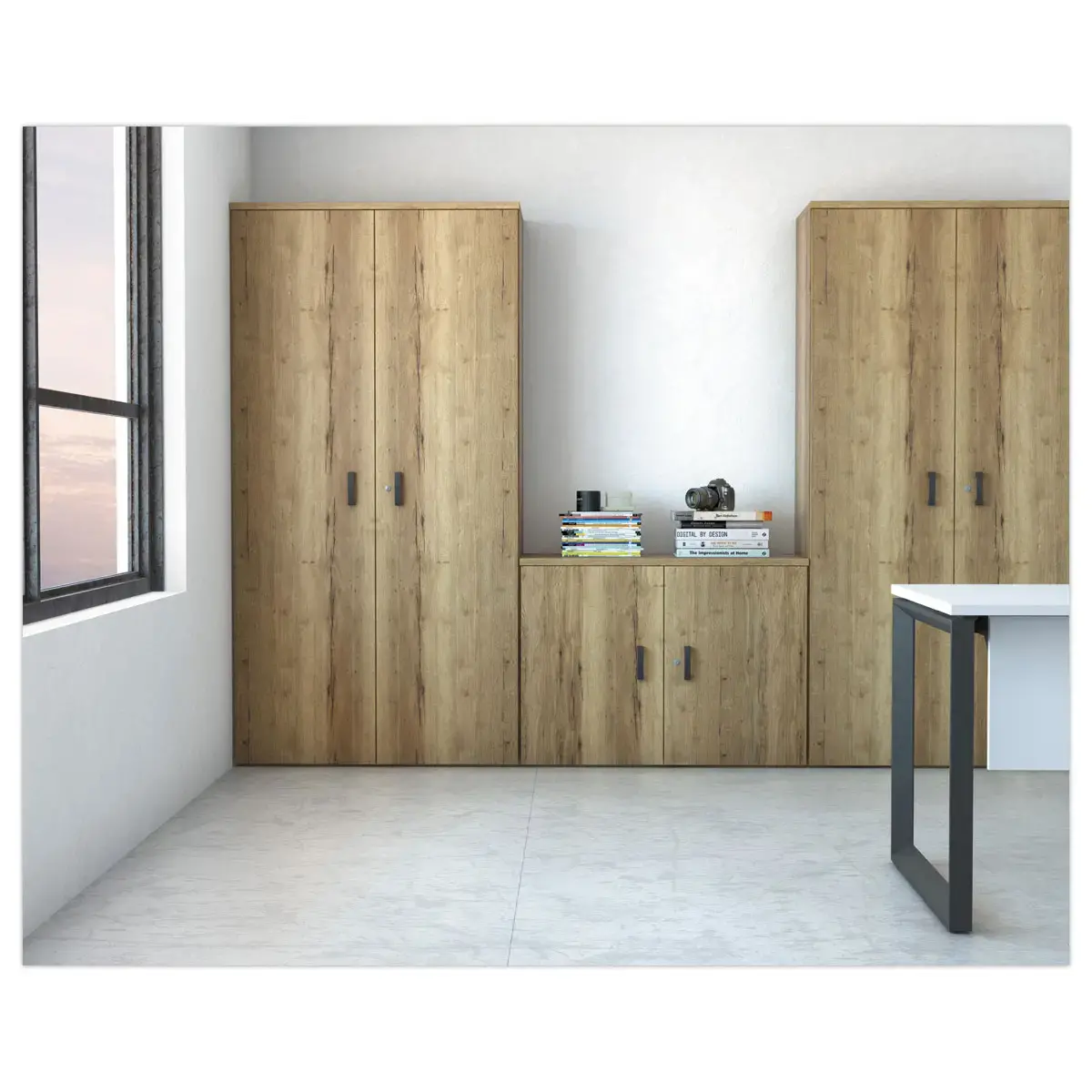 Armoire haute - 2 portes - 197 x 80 x 42 cm - Chêne veiné