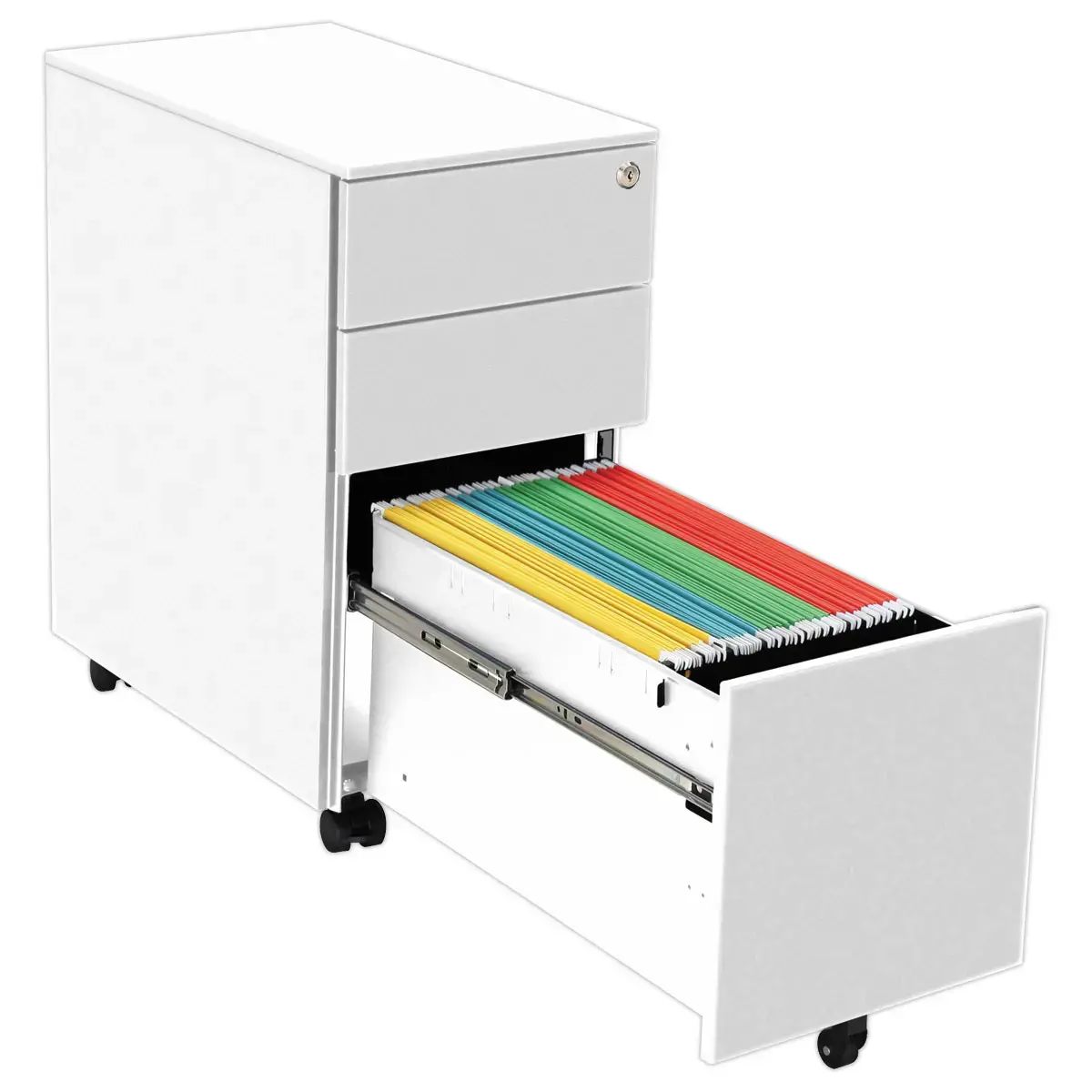 Caisson mobile métallique SLIM L30 cm 2+1 tiroirs blanc
