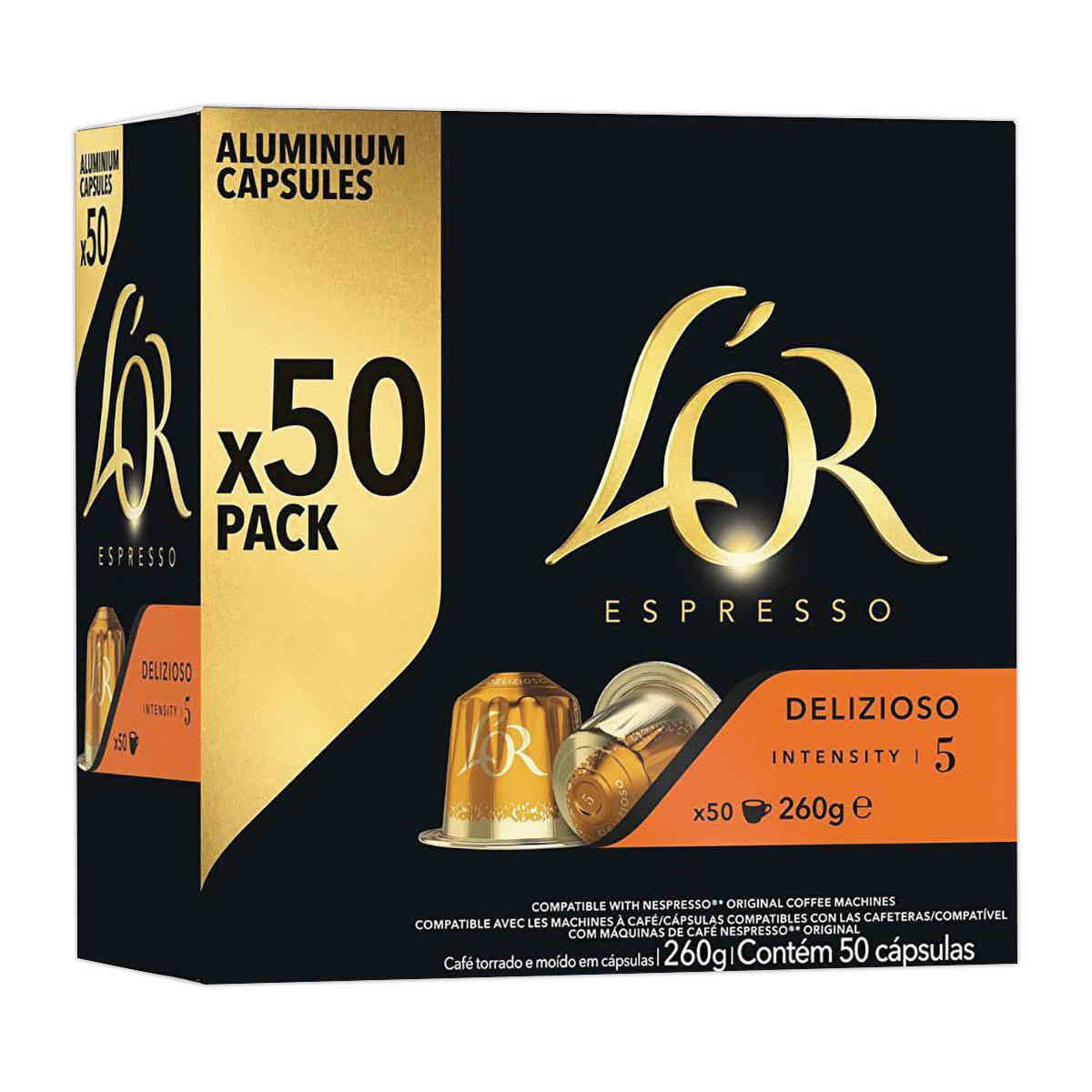 50 Capsules de caf&eacute; Espresso Delizioso -  Compatibles Nespresso - L'Or 