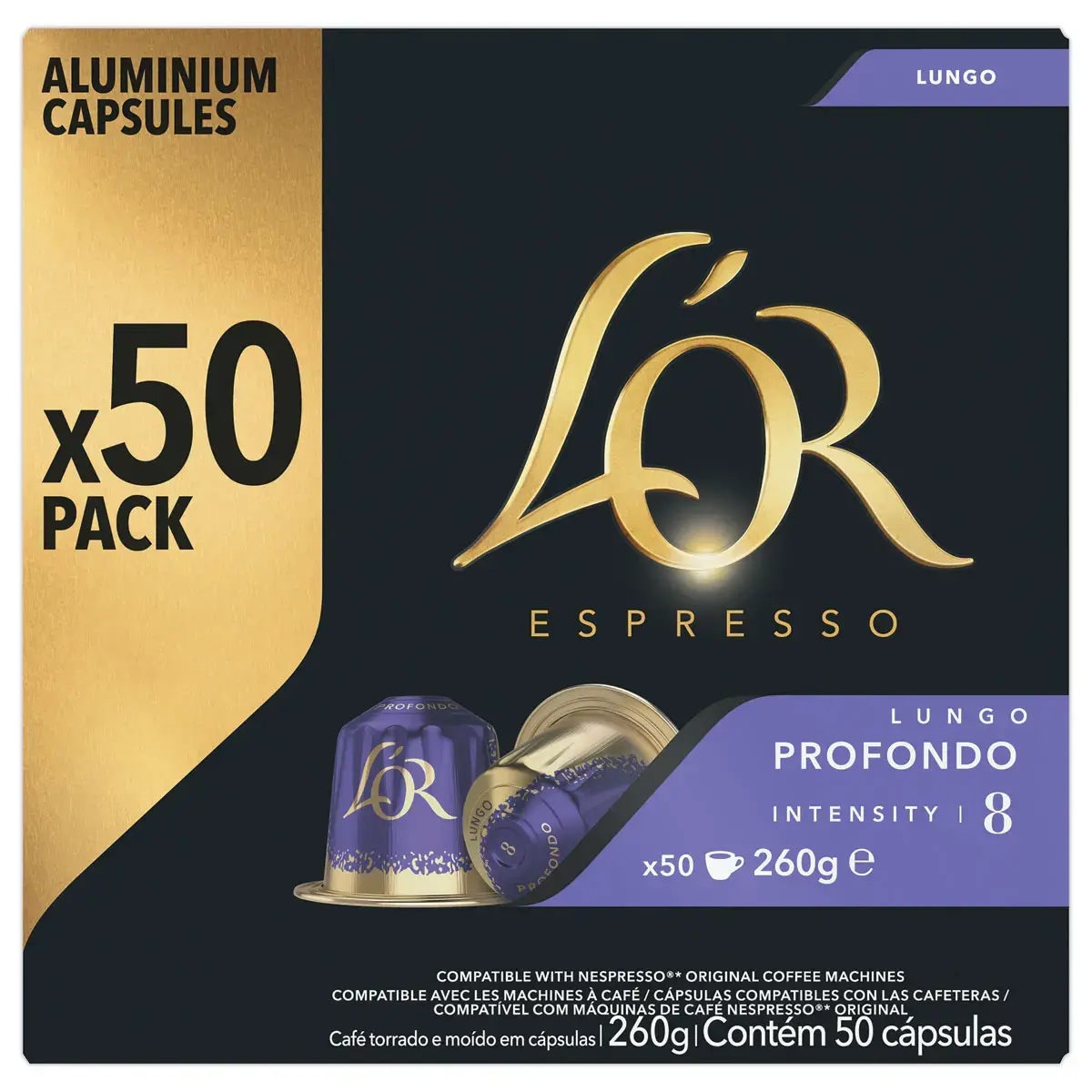 50 Capsules de caf&eacute; Espresso Lungo Profondo -  Compatibles Nespresso - L'Or 