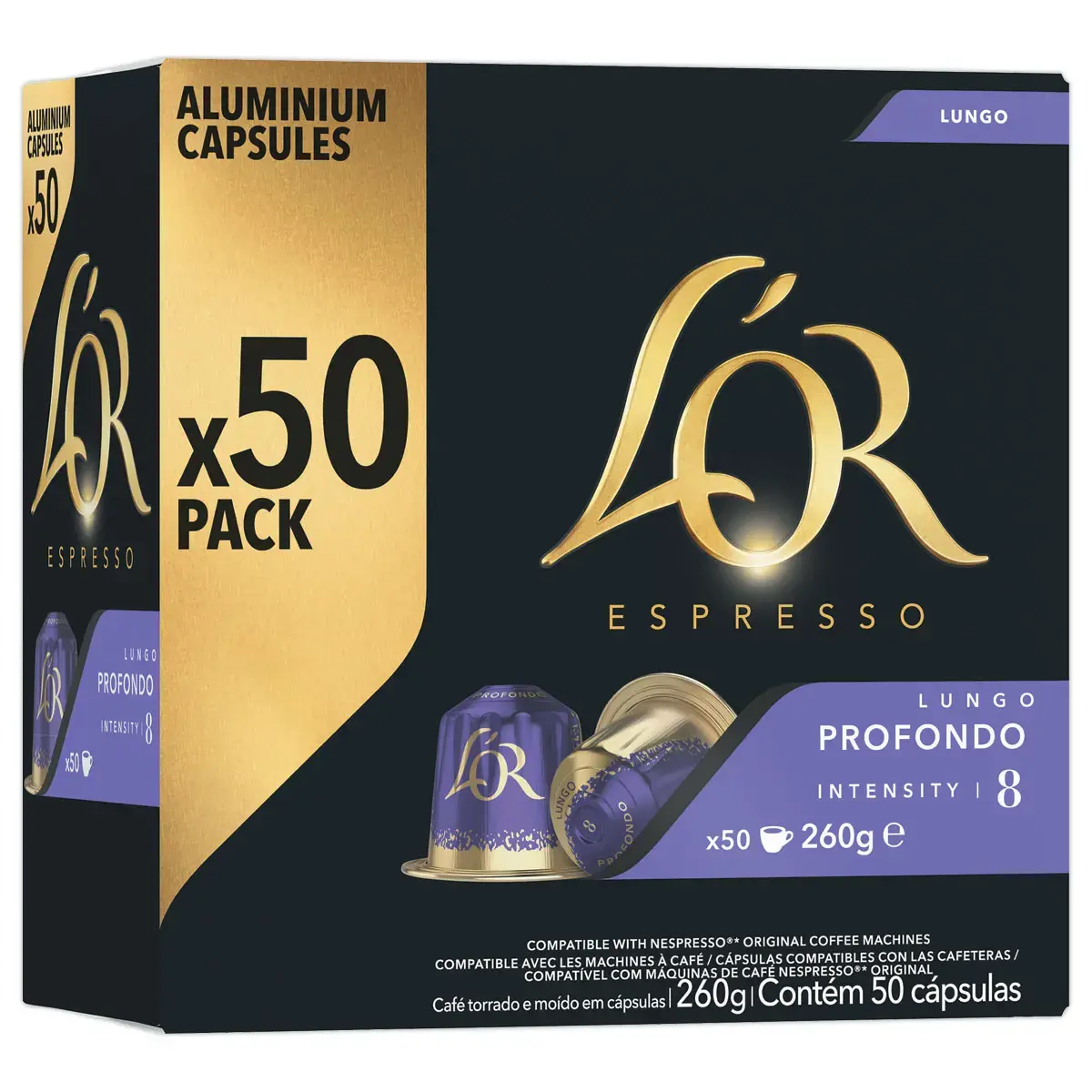 50 Capsules de caf&eacute; Espresso Lungo Profondo -  Compatibles Nespresso - L'Or 