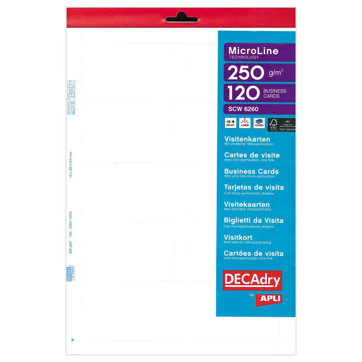 120 Cartes de visite MicroLine blanches 85x 54 mm