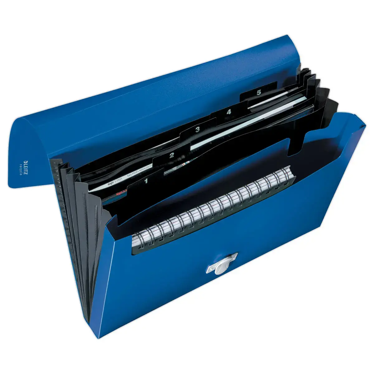 Trieur extensible en PP recycl&eacute; - 6 compartiments - bleu - LEITZ 