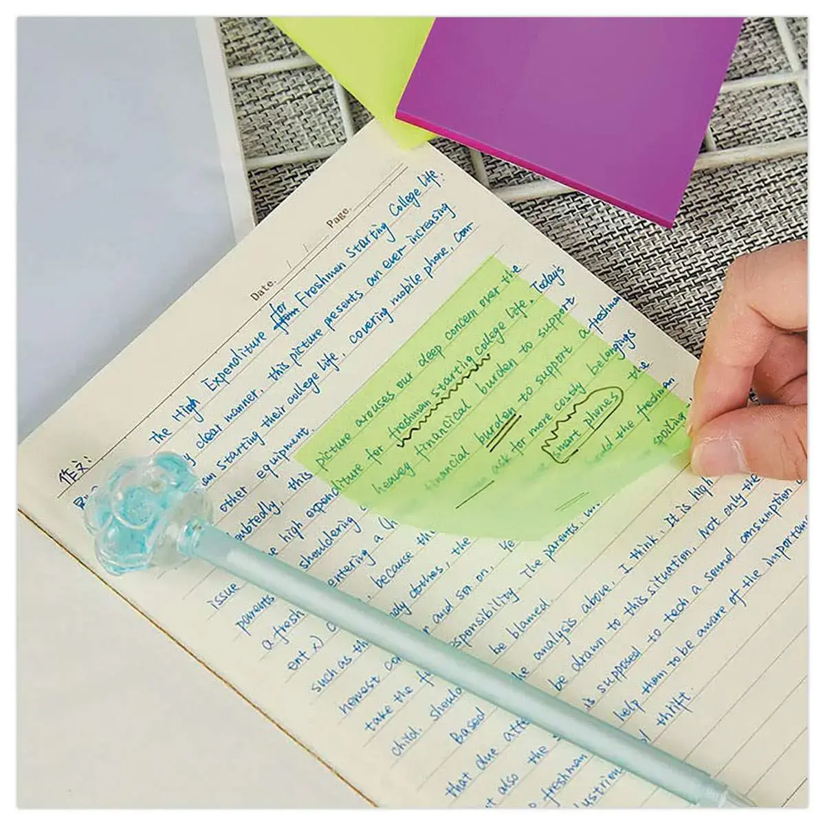 Paquet 50 feuilles de notes adhésives transparentes 75x75 mm blanc
