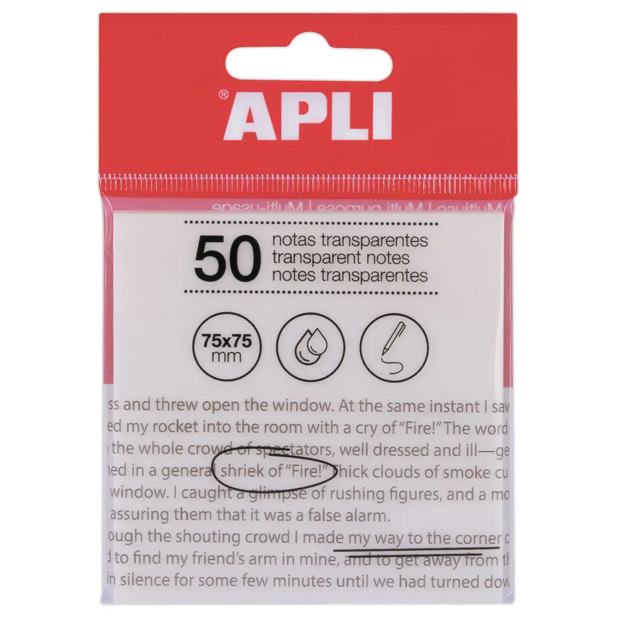 Paquet 50 feuilles de notes adhésives transparentes 75x75 mm blanc