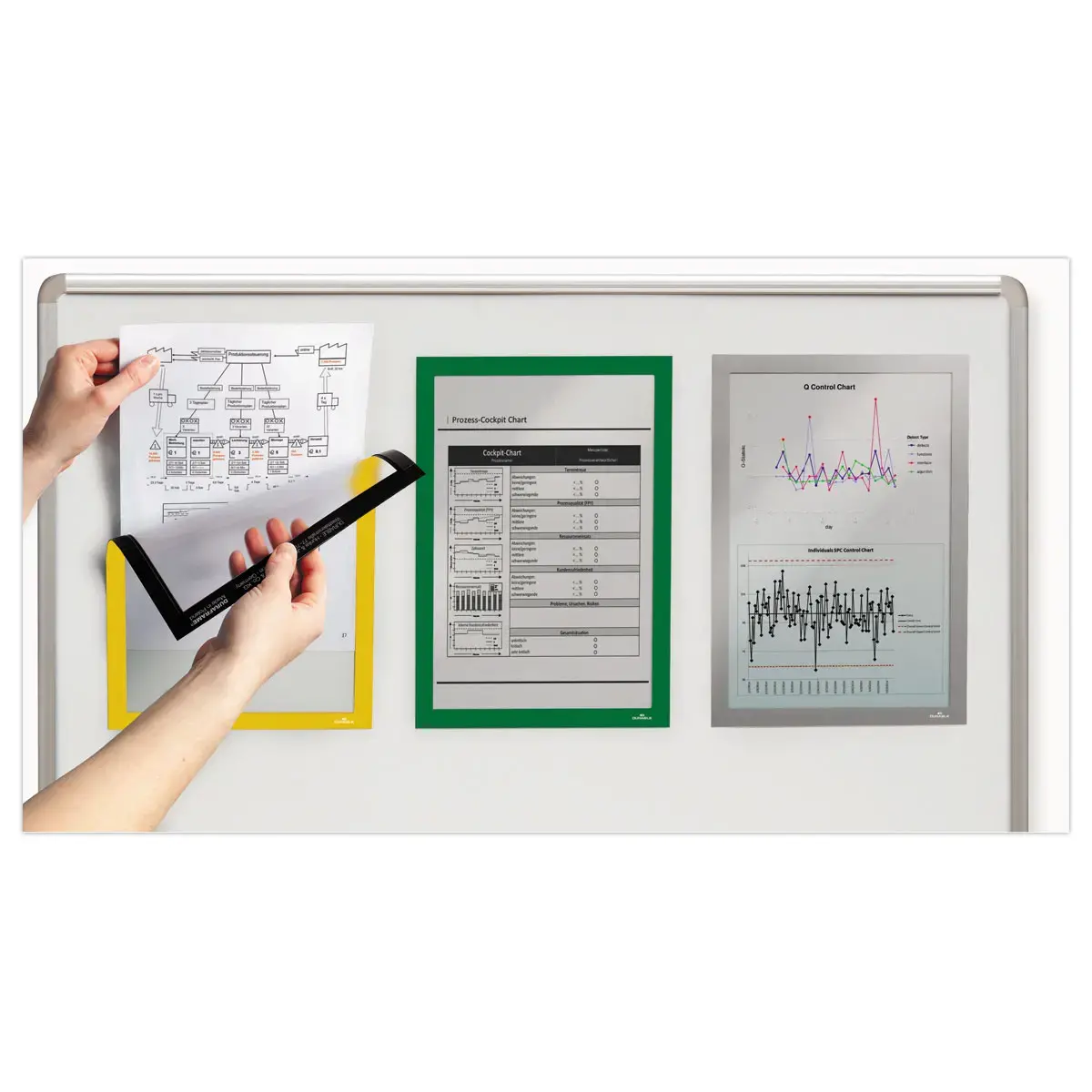5 Cadres d'affichage magn&eacute;tiques DURAFRAME MAGNETIC - A4 - Jaune - DURABLE 