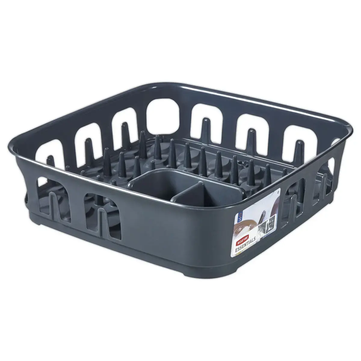 Egouttoir carré Essentials - 12 assiettes - Gris - CURVER